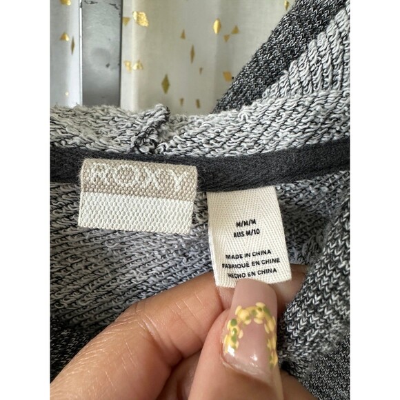 Roxy Heathered Gray Trippin Hoodie Zip Up Pockets Lightweight Sweater Jacket M - Picture 5 of 8